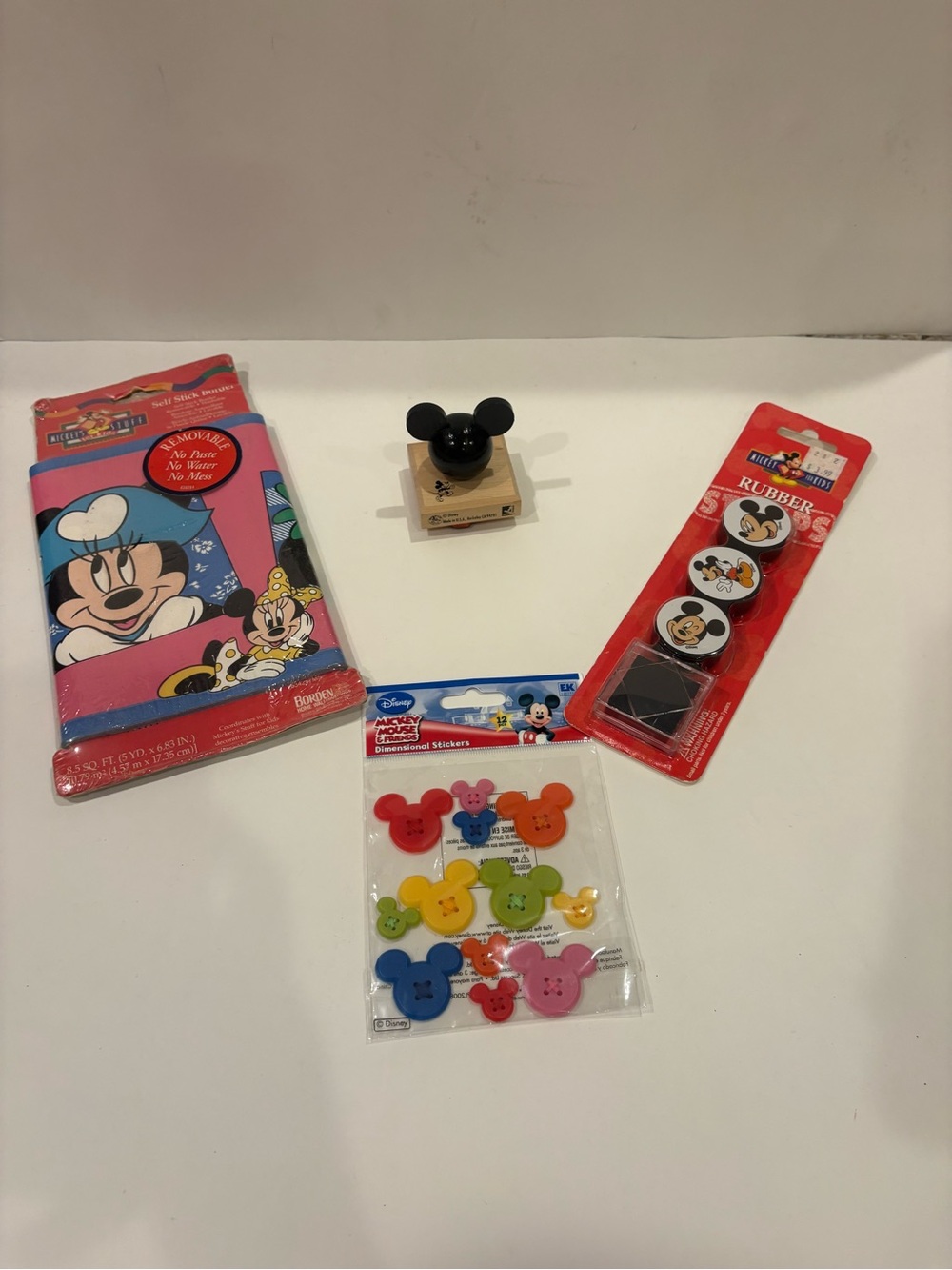 Vintage Disney Mickey and Minnies Mouse Lot (Stamps, Wallpaper, Stickers)
